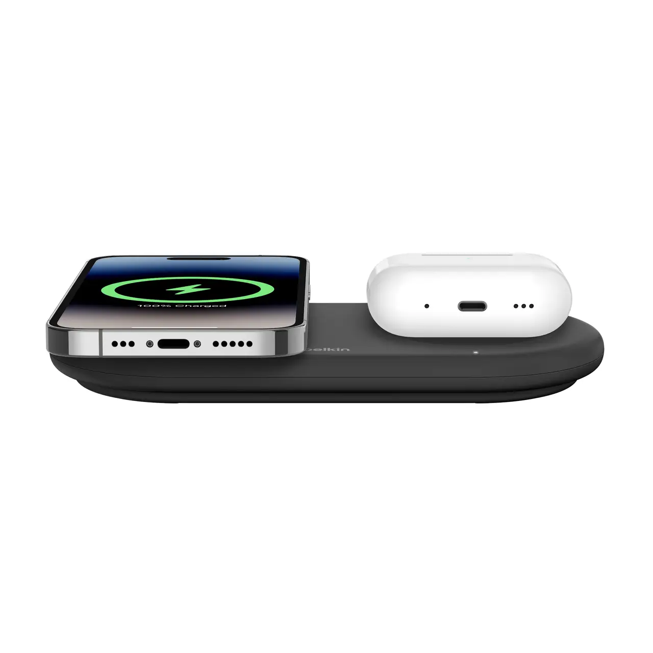  משטח טעינה אלחוטית מגנטית 2 ב-1 Belkin BoostCharge Pro MagSafe 15W Qi2 WIZ021VFBK-WH 