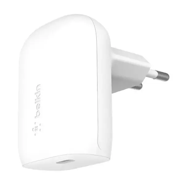  מטען קיר Belkin BoostCharge 30W USB-C עם PD 3.0 ו-PPS טעינה מהירה מתאים לטעינת דגמי האייפון, כולל סדרת iPhone 15 WCA005vf-0 