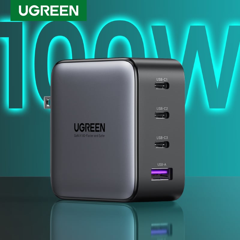  מטען קיר עם טעינה מהירה 4 יציאות UGREEN Nexode 100W USB C GaN 