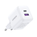  מטען קיר UGREEN 30W עם 2 יציאות – טעינה מהירה בטכנולוגיית GaN UGREEN X516 65015 