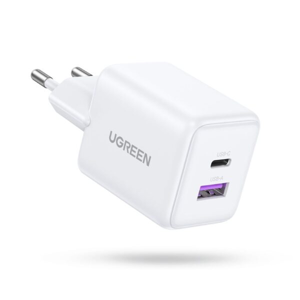  מטען קיר UGREEN 30W עם 2 יציאות – טעינה מהירה בטכנולוגיית GaN UGREEN X516 65015 