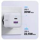  מטען קיר UGREEN 30W עם 2 יציאות – טעינה מהירה בטכנולוגיית GaN UGREEN X516 65015 