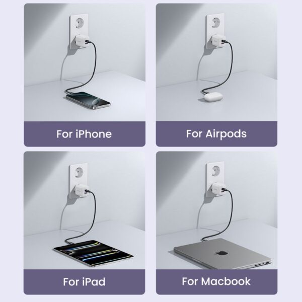  מטען קיר UGREEN 30W עם 2 יציאות – טעינה מהירה בטכנולוגיית GaN UGREEN X516 65015 