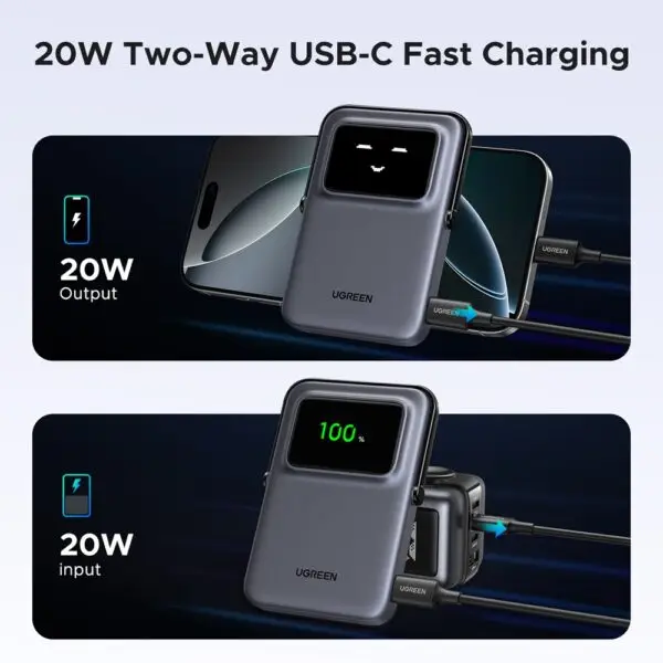  סוללת גיבוי מגנטית Ugreen UNO 5000mAh Robot 20W Ugreen PB571 35605B 