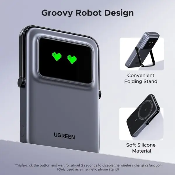 סוללת גיבוי מגנטית Ugreen UNO 5000mAh Robot 20W Ugreen PB571 35605B 