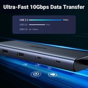 מולטיפורט UGREEN USB-C 10 ב-1 – כולל HDMI כפול, יציאות USB-A ו-USB-C, רשת, קורא כרטיסים וטעינה מהירה UGREEN CM639 45380 
