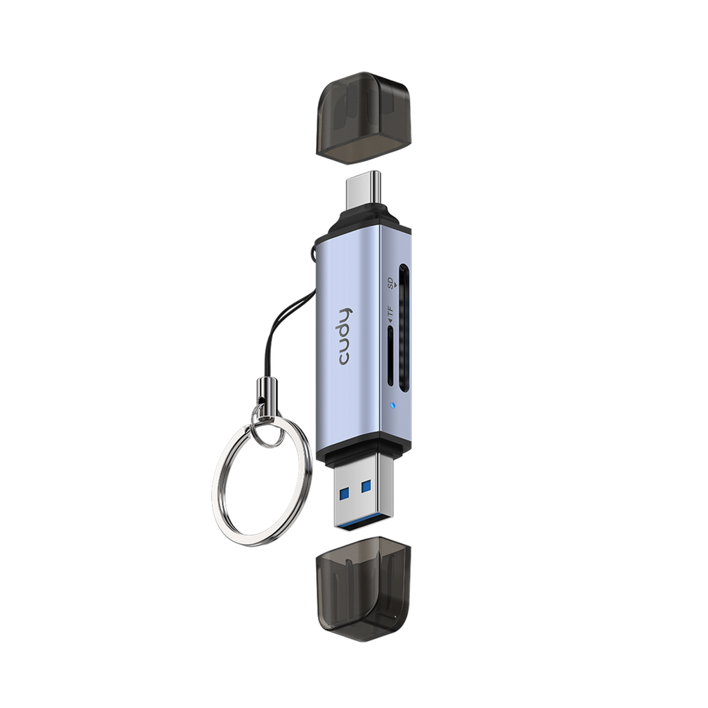  מתאם CUDY 2-IN-1 Dual USB 3.0 SD/TF Card Reader UH200 