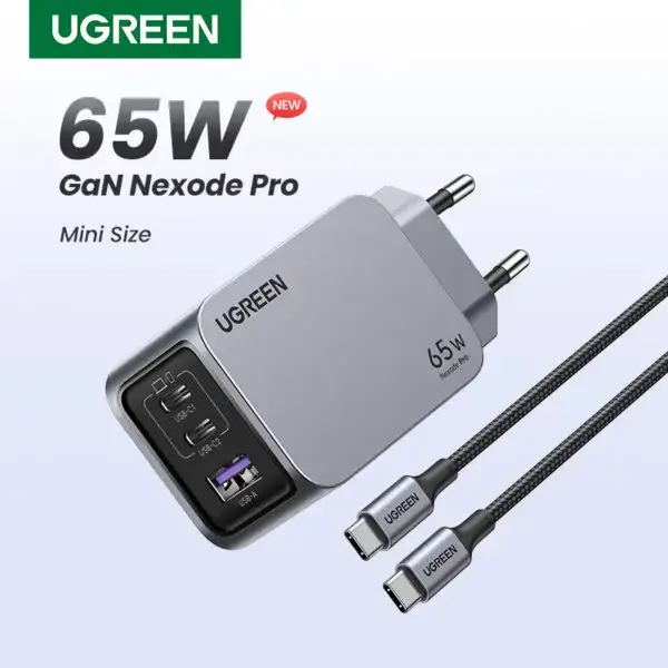  מטען קיר מהיר UGREEN NEXODE PRO 65W GAN + כבל CTC UGREEN X755 25871 