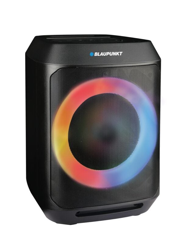  בידורית Bluetooth אלחוטית עם מיקרופון אלחוטי ואורות LED מבית BLAUPUNKT Party-Speaker-1160X 