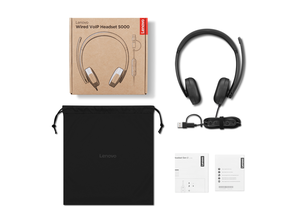  Lenovo Wired VoIP Headset 5000 |3Y 4XD1R88995 