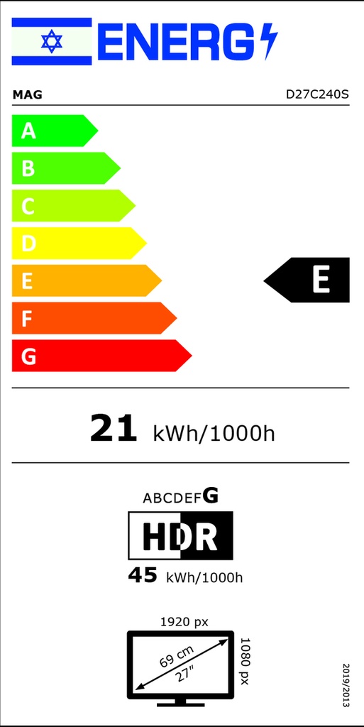  MAG 27" Curved Gaming Led Monitor, 240Hz D27C240S 