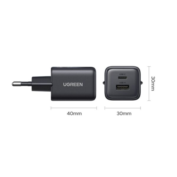  מטען קיר כפול UGREEN 20W USB-C GaN 1A1C UGREEN GAN 20W 1A1C 