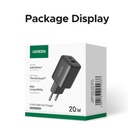  מטען קיר כפול UGREEN 20W USB-C GaN 1A1C UGREEN GAN 20W 1A1C 