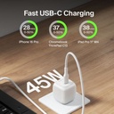  מטען קיר קומפקטי Belkin USB-C 45W טעינה מהירה Belkin WCA013kqWH 