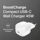  מטען קיר קומפקטי Belkin USB-C 45W טעינה מהירה Belkin WCA013kqWH 