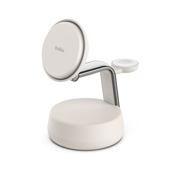  עמדת טעינה מגנטית 3 ב-1 בטכנולוגיית Qi2 25W Belkin UltraCharge Pro תומך MagSafe ו-Apple Watch Belkin UltraCharge Pro WIZ040kqSD 