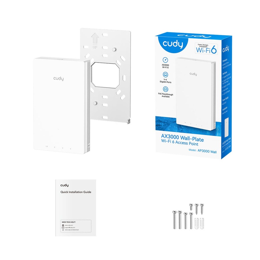  AX3000 Gigabit Wall-Plate Wi-Fi 6 Access Point CUDY 