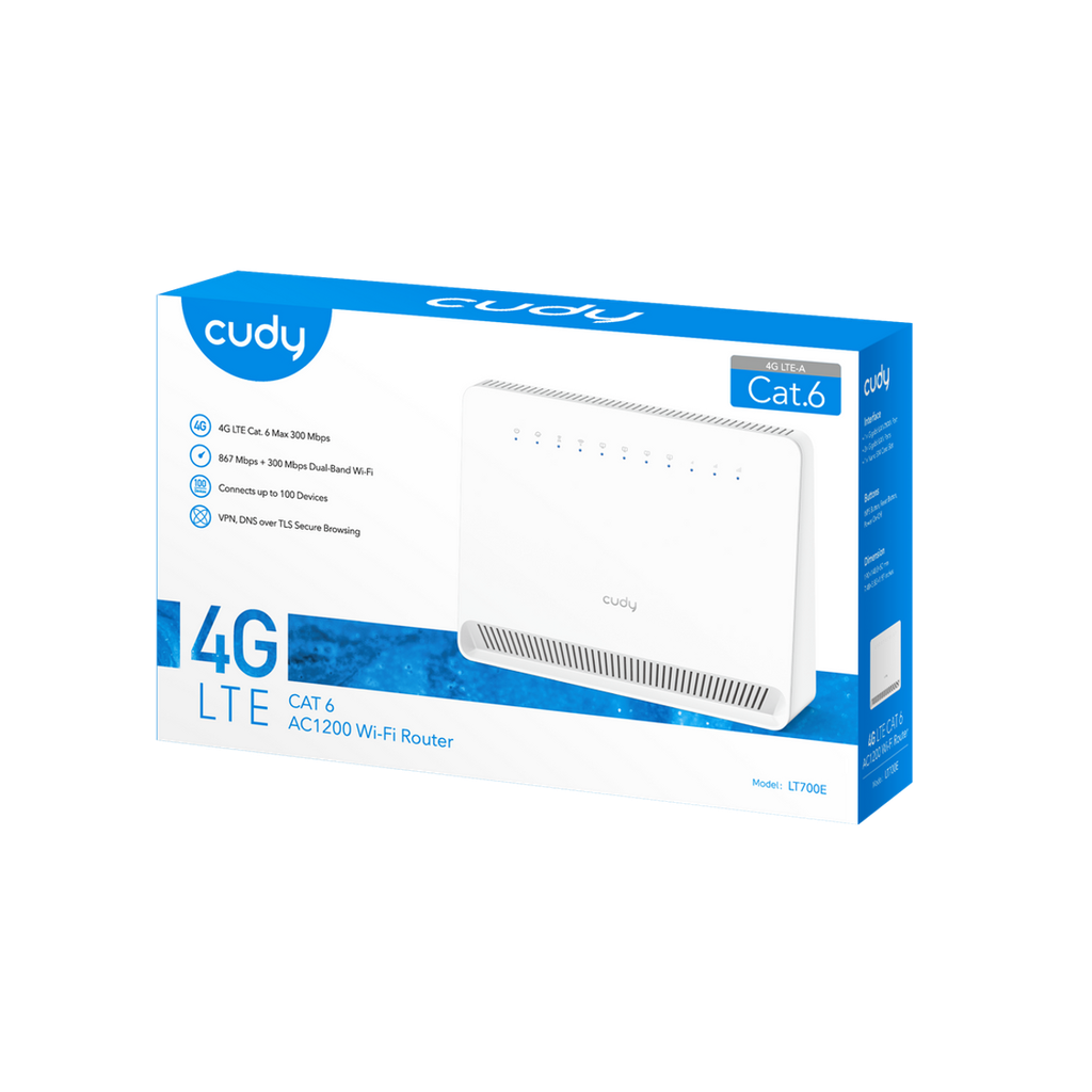  CUDY נתב שולחני AC1200 Wi-Fi 4G LTE-Cat6 Gigabit Router LT700E_EU 