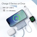  סוללת גיבוי מגנטית Ugreen 10,000mAh MagFlow טעינה Qi2 25W וכבל 30W מובנה UGREEN PB773 659588 