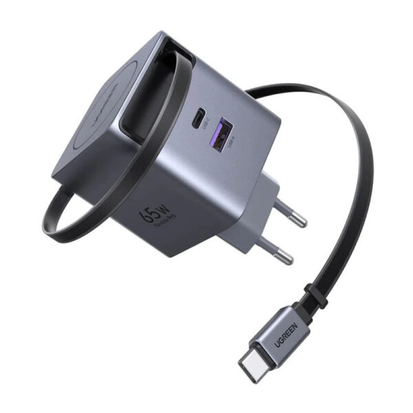  מטען קיר טעינה מהירה UGREEN Nexode 65W GaN כבל USB-C נשלף UGREEN X615 65825 
