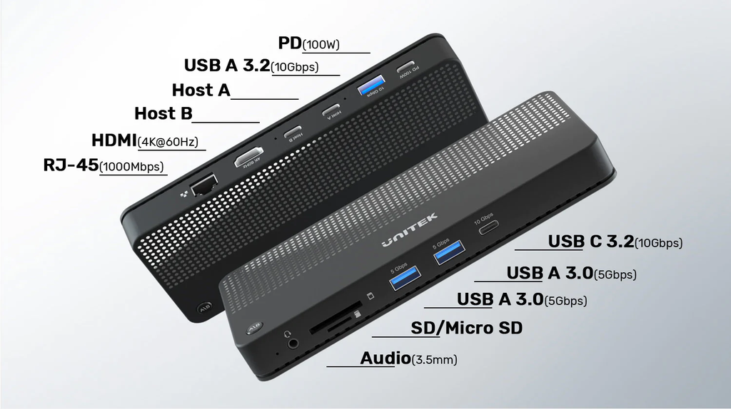  D1077A - תחנת עגינה 4K בחיבור USB-C עם KVM מובנה 