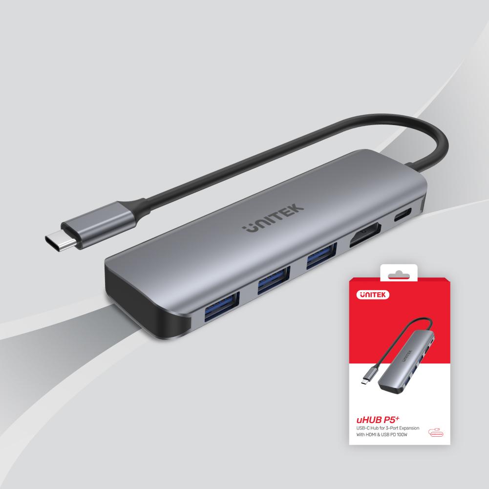  H1107E - מתאם USB-C - מידע, טעינה ותצוגה - 1 ב-5 