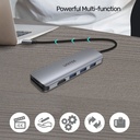  H1107F - מתאם USB-C מידע, קורא כרטיסים ותצוגה - 6 ב-1 