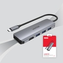  H1107F - מתאם USB-C מידע, קורא כרטיסים ותצוגה - 6 ב-1 