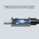  C14123BK-3M - כבל זוויתי 90 מעלות בחיבור USB-C זכר-זכר 100W באורך 3 מטר 