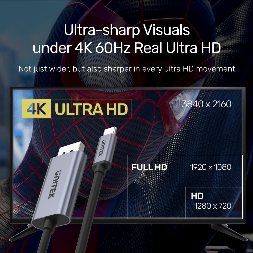  V1409A - כבל USB-C ל- DisplayPort 1.2 