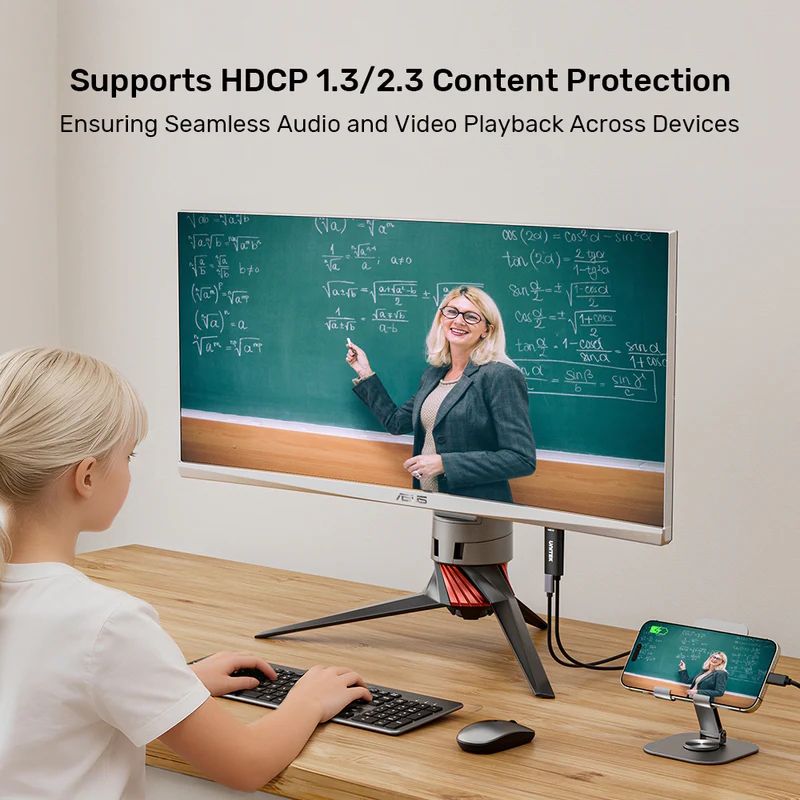  V1439A - כבל USB-C ל HDMI 4K 60Hz עם טעינה 100W 