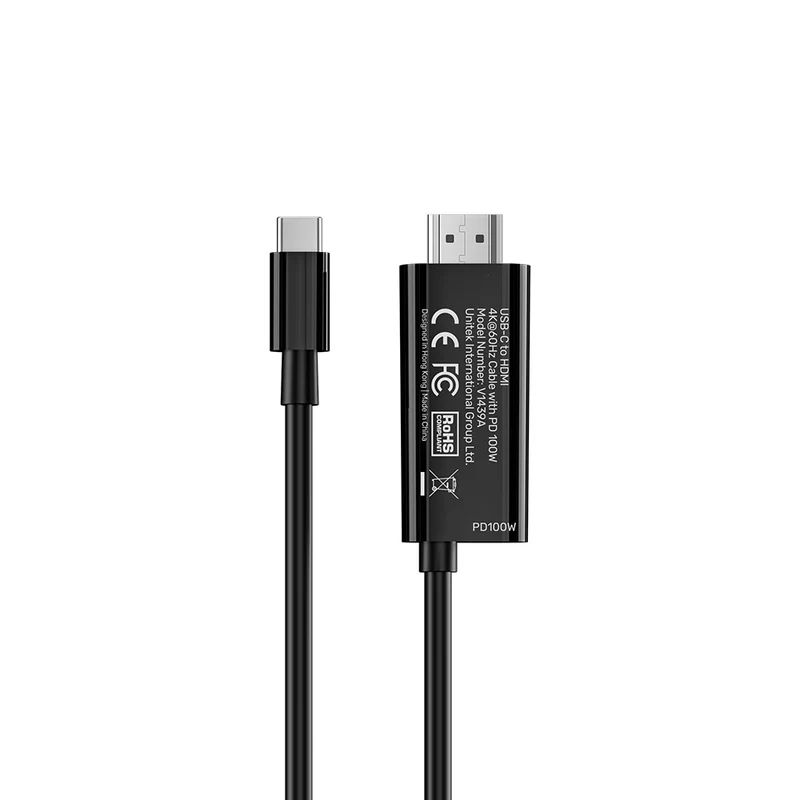  V1439A - כבל USB-C ל HDMI 4K 60Hz עם טעינה 100W 