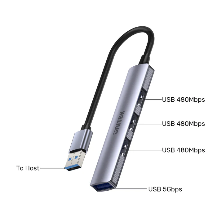  H1208A - מפצל 4 פורט USB-A בחיבור USB-A 