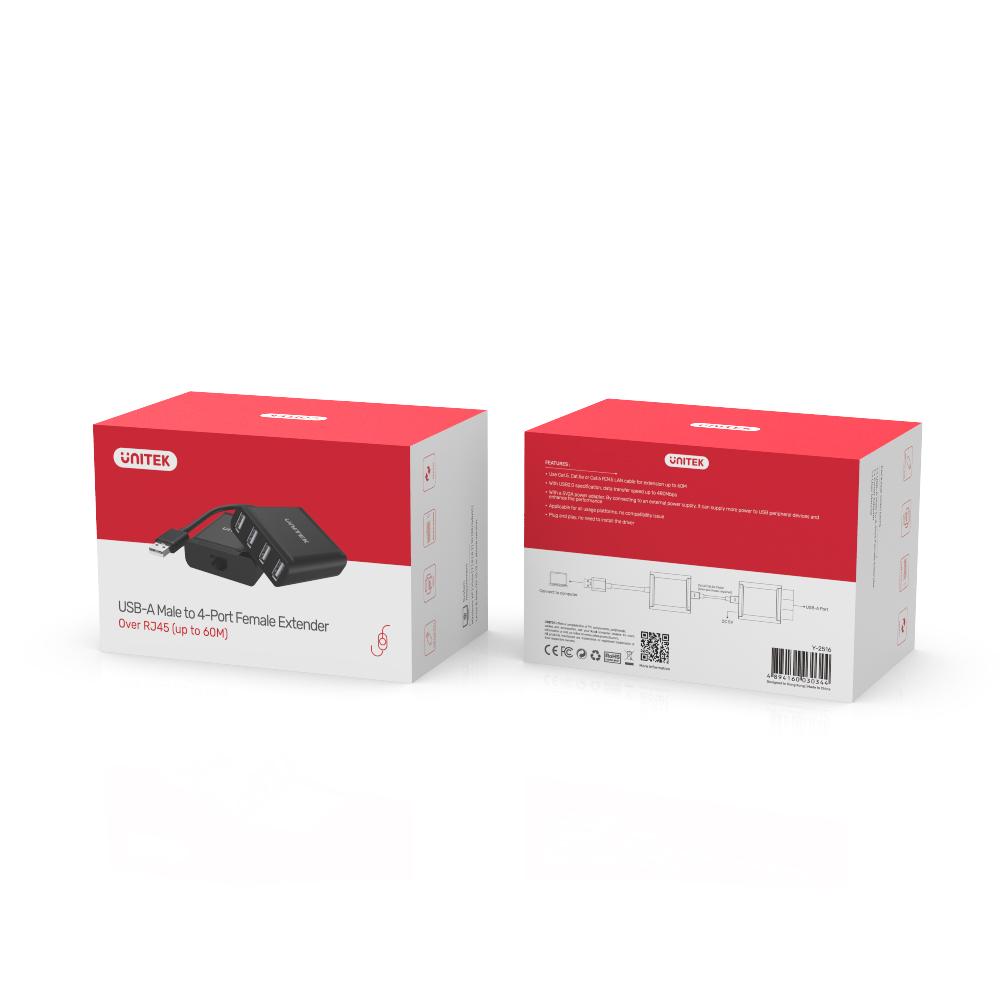  Y-2516 - מאריך אות USB על גבי כבל רשת + 4 כניסות USB 2.0 