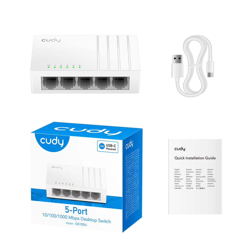  CUDY 5-Port Gigabit USB-C Switch 36w GS105U 