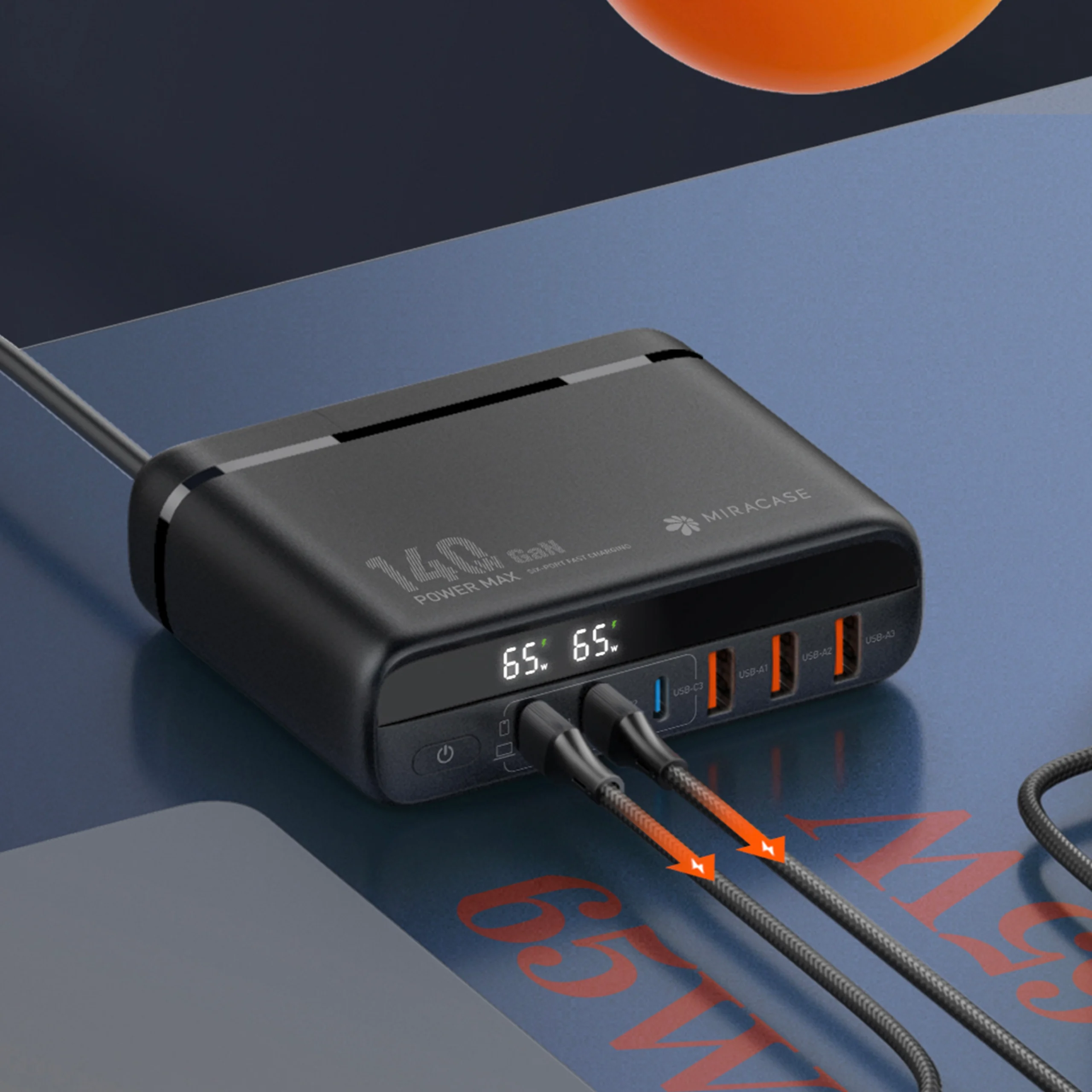 מטען קיר עוצמתי 140W עם 6 יציאות טעינה דגם  MWC140W מבית Miracase