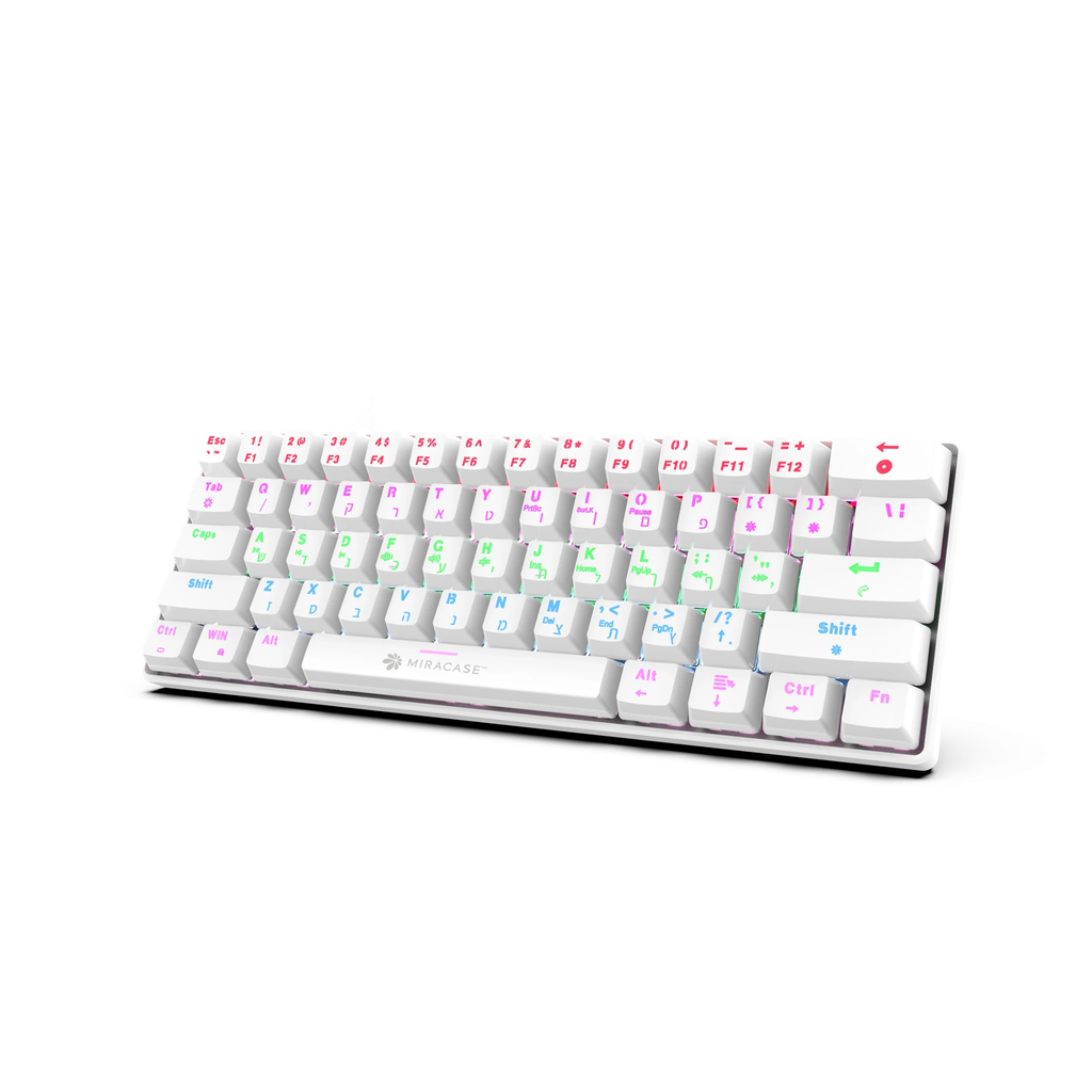 מקלדת מכנית חוטית לבנה MMCK100 עם תאורת RGB מבית Miracase
