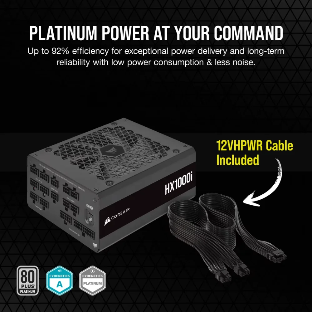 ספק כוח מודולרי 1000 וואט HX1000i Fully Modular Ultra-Low Noise Platinum