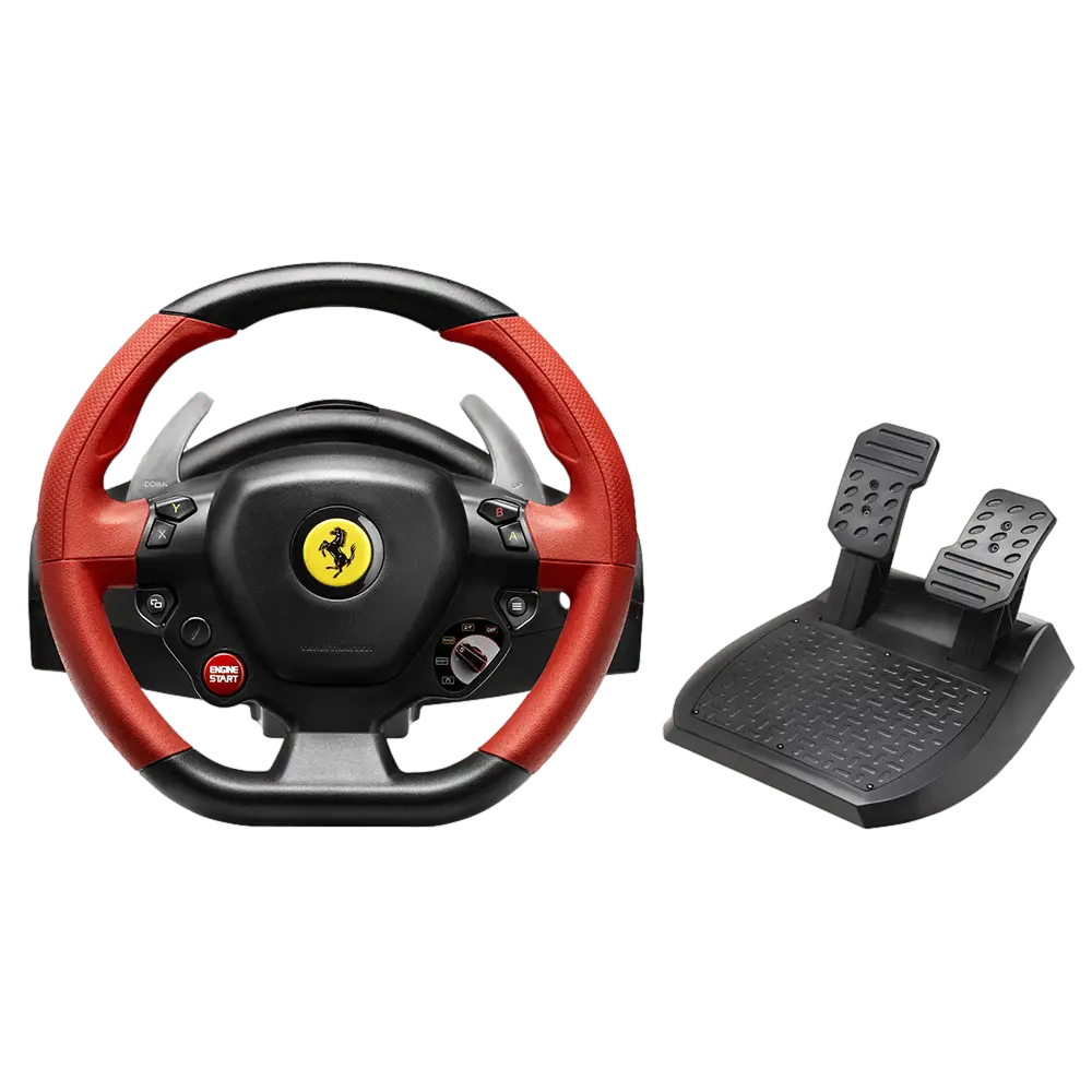 באנדל הגה Ferrari 458 Spider מבית Thrustmaster ומושב GTLite Carbon Grey מבית Next Level Racing