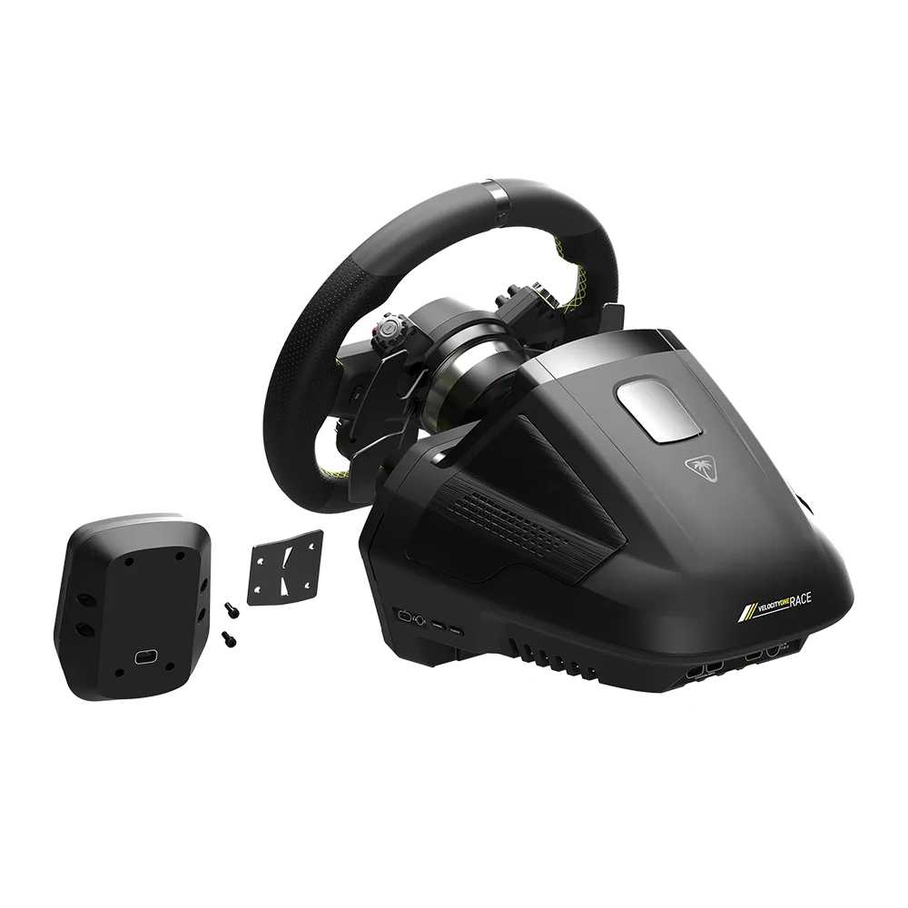 סט הגה ודוושות VelocityOne™ Race – תואם Xbox ו־PC – מבית Turtle Beach