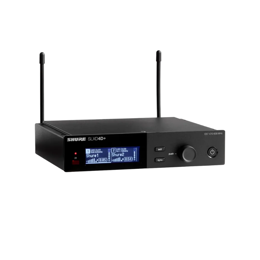 מקלט אלחוטי דיגיטלי דו-ערוצי דגם SLXD4D+ מבית Shure