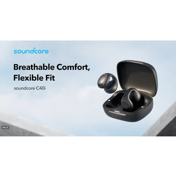 אוזניות Open Ear Clip-On דגם soundcore C40i בצבע שחור