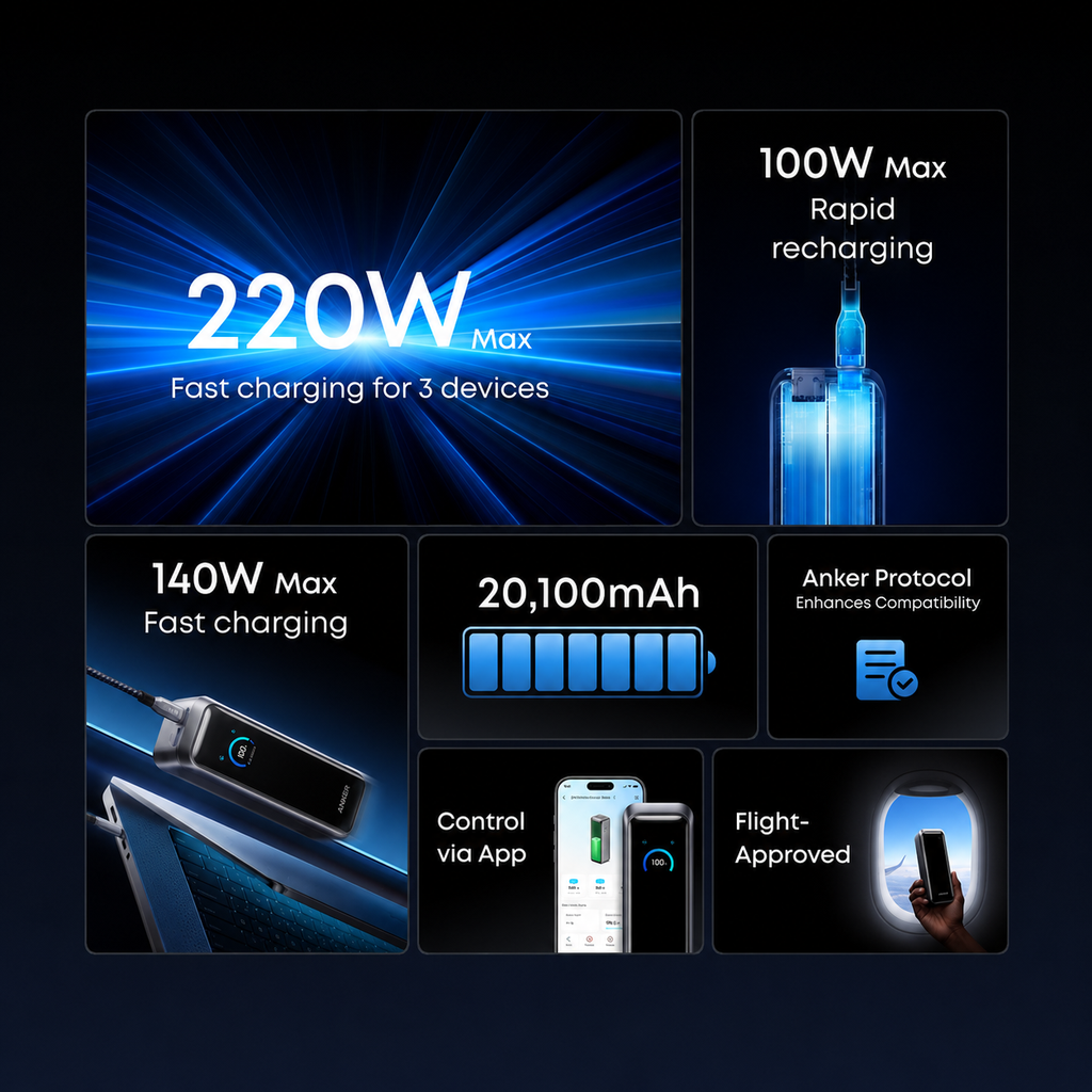 סוללת גיבוי Anker Prime 20100mAh Power Bank 220W