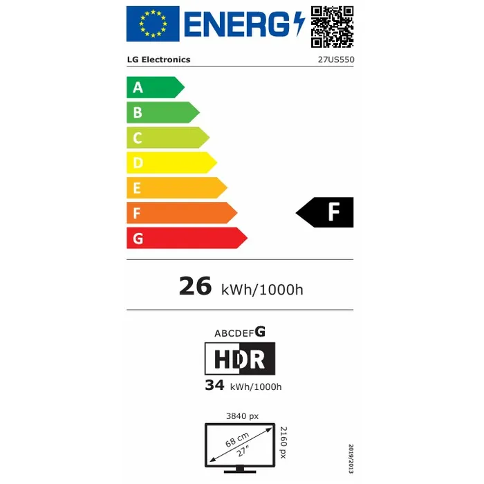 מסך מחשב ''27 4K UHD UltraFine™ IPS תוצרת LG דגם: 27US550-W
