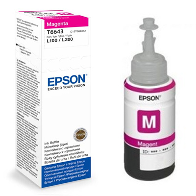 בקבוק דיו אדום מקורי EPSON T6643 (65 מ"ל/6,500 דפים)