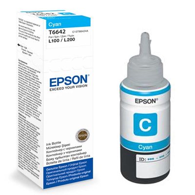 בקבוק דיו כחול מקורי EPSON T6642 (65 מ"ל/6,500 דפים)