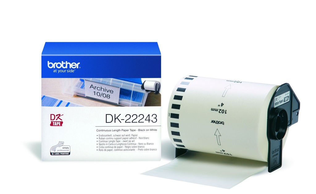 מדבקות נייר רציף רוחב 102 מ"מ אורך 30.48 מטר Brother DK-22243 ברדר