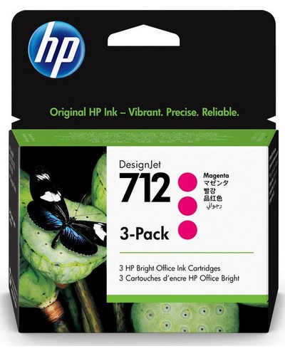 ראשי דיו אדומים מקוריים 3 בחבילה HP 712BK 3ED78A