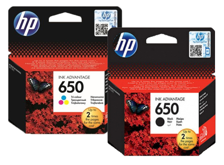 סט ראשי דיו שחור וצבע מקורי 650 HP CZ102AE+CZ101AE