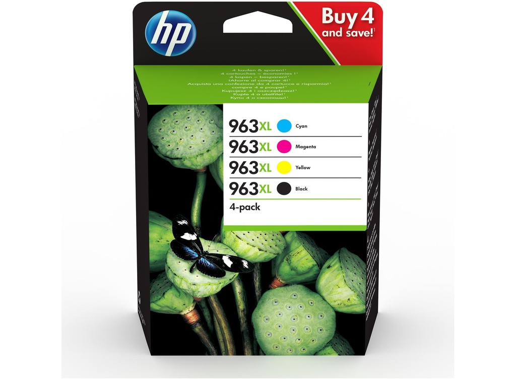 סט 4 ראשי דיו מקורי HP 963XL